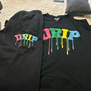 HP Black Kids Sweatshirt & Tee with Multicolor DRIP Graphic